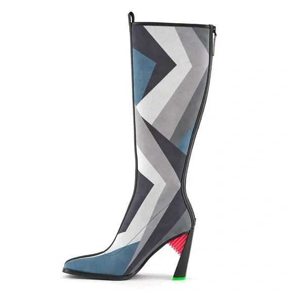 Brand new UNITED NUDE Sonar Boot Hi High Palermo Geometric Print Color Blocked - Picture 10 of 11